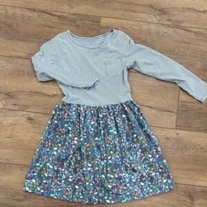 Carter's Blue Striped Top Floral Skirt Long-Sleeve Kids Dress